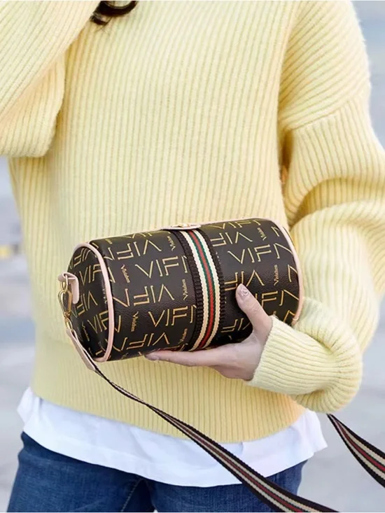 Monogram Barrel Crossbody Bag Letter Print Bee Gold Hardware 4 colors-NIP - Picture 14 of 16